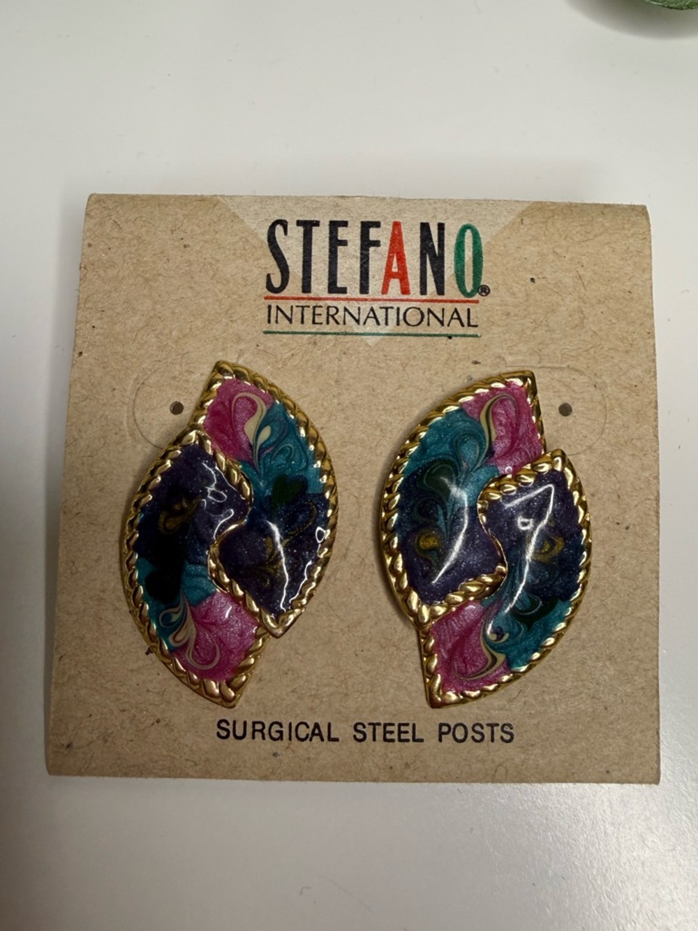 Vintage Enamel Stefano International Earrings